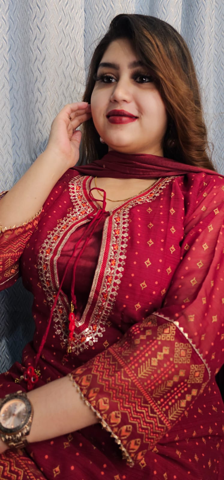 🌙✨ ঈদ স্পেশাল পার্সিয়ান গ্লিটার ডিজাইনার থ্রি-পিস